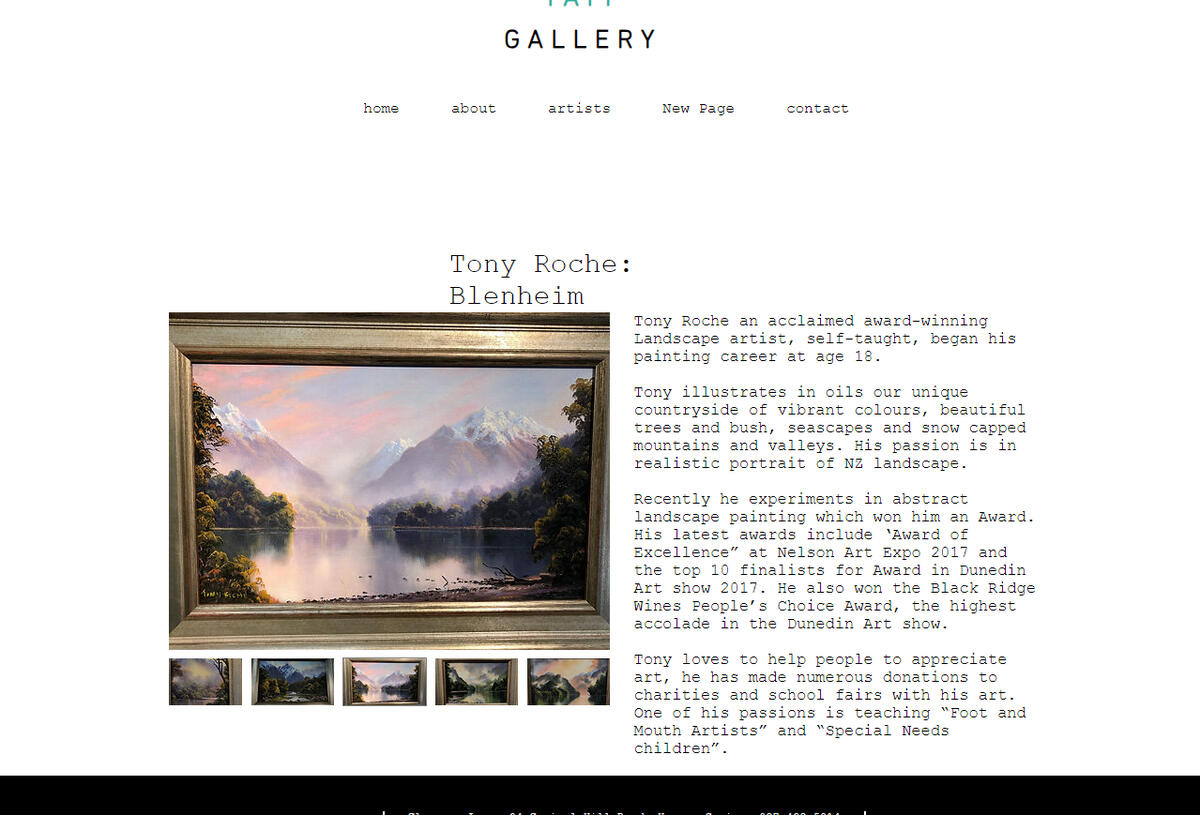 Art gallery selling Tony's paintings